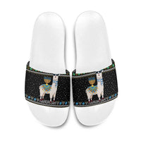 Happy Hanukkah Llama Slide Sandals Funny Menorah for Jewish Holiday - Wonder Print Shop