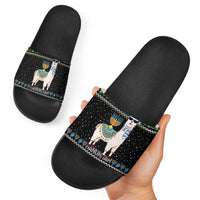 Happy Hanukkah Llama Slide Sandals Funny Menorah for Jewish Holiday - Wonder Print Shop