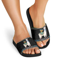 Happy Hanukkah Llama Slide Sandals Funny Menorah for Jewish Holiday - Wonder Print Shop
