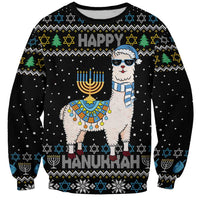 Happy Hanukkah Llama Sweatshirt Funny Menorah for Jewish Holiday - Wonder Print Shop
