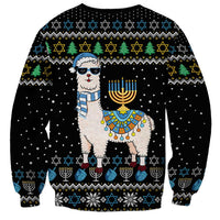 Happy Hanukkah Llama Sweatshirt Funny Menorah for Jewish Holiday - Wonder Print Shop