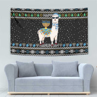 Happy Hanukkah Llama Tapestry Funny Menorah for Jewish Holiday - Wonder Print Shop