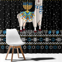 Happy Hanukkah Llama Window Curtain Funny Menorah for Jewish Holiday - Wonder Print Shop