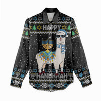 Happy Hanukkah Llama Women Casual Shirt Funny Menorah for Jewish Holiday - Wonder Print Shop