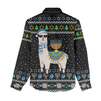 Happy Hanukkah Llama Women Casual Shirt Funny Menorah for Jewish Holiday - Wonder Print Shop