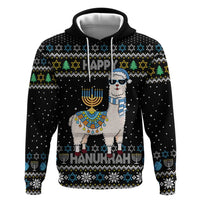 Happy Hanukkah Llama Zip Hoodie Funny Menorah for Jewish Holiday - Wonder Print Shop