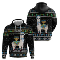 Happy Hanukkah Llama Zip Hoodie Funny Menorah for Jewish Holiday - Wonder Print Shop