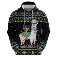 Happy Hanukkah Llama Zip Hoodie Funny Menorah for Jewish Holiday - Wonder Print Shop