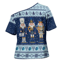 Chrismukkah Nutcracker Cross Shoulder Shirt Funny Hanukkah Xmas Style - Wonder Print Shop