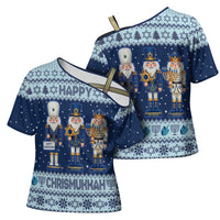 Chrismukkah Nutcracker Cross Shoulder Shirt Funny Hanukkah Xmas Style - Wonder Print Shop