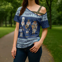 Chrismukkah Nutcracker Cross Shoulder Shirt Funny Hanukkah Xmas Style - Wonder Print Shop