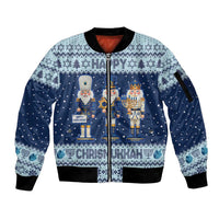Chrismukkah Nutcracker Sleeve Zip Bomber Jacket Funny Hanukkah Xmas Style - Wonder Print Shop