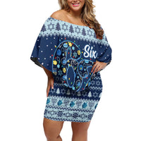 Funny Hanukkah Six Seven Off Shoulder Short Dress Gen Alpha Meme Vibes - Wonder Print Shop