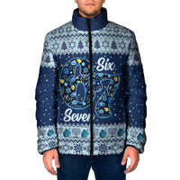Funny Hanukkah Six Seven Padded Jacket Gen Alpha Meme Vibes - Wonder Print Shop