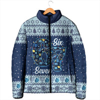 Funny Hanukkah Six Seven Padded Jacket Gen Alpha Meme Vibes - Wonder Print Shop