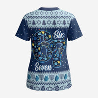 Funny Hanukkah Six Seven Scrub Top Gen Alpha Meme Vibes - Wonder Print Shop