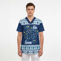 Funny Hanukkah Six Seven Scrub Top Gen Alpha Meme Vibes - Wonder Print Shop