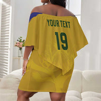 Custom South Africa Football Off Shoulder Short Dress Road To Champions Dream - Wonder Print Shop