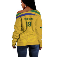 Custom South Africa Football Off Shoulder Sweater Road To Champions Dream - Wonder Print Shop