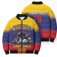 Custom Venezuela Baseball Campeones 2026 Bomber Puffer Jacket Turpial Mascot Champion Pride