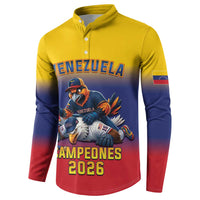 Custom Venezuela Baseball Campeones 2026 Button Sweatshirt Turpial Mascot Champion Pride