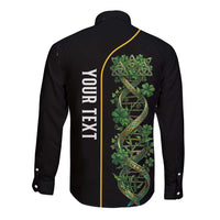 Personalized Irish Shamrock DNA Long Sleeve Button Shirt It's In My DNA Pride Art