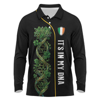 Personalized Irish Shamrock DNA Long Sleeve Polo Shirt It's In My DNA Pride Art