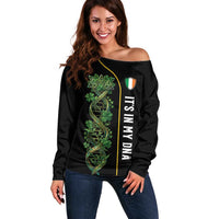 Personalized Irish Shamrock DNA Off Shoulder Sweater It's In My DNA Pride Art