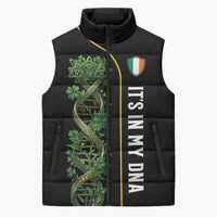 Personalized Irish Shamrock DNA Sleeveless Puffer Jacket It's In My DNA Pride Art