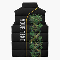 Personalized Irish Shamrock DNA Sleeveless Puffer Jacket It's In My DNA Pride Art