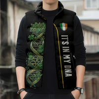 Personalized Irish Shamrock DNA Sleeveless Puffer Jacket It's In My DNA Pride Art