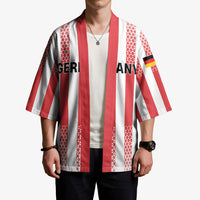 Custom German European Football Champions Kimono Rot Weiss Geometric Stripes
