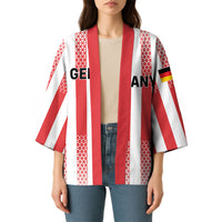 Custom German European Football Champions Kimono Rot Weiss Geometric Stripes