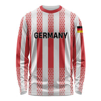 Custom German European Football Champions Long Sleeve Shirt Rot Weiss Geometric Stripes