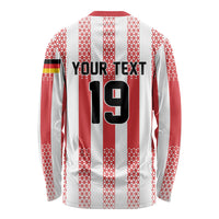 Custom German European Football Champions Long Sleeve Shirt Rot Weiss Geometric Stripes
