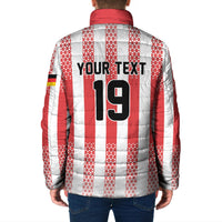 Custom German European Football Champions Padded Jacket Rot Weiss Geometric Stripes