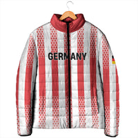 Custom German European Football Champions Padded Jacket Rot Weiss Geometric Stripes