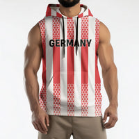 Custom German European Football Champions Sleeveless Hoodie Rot Weiss Geometric Stripes