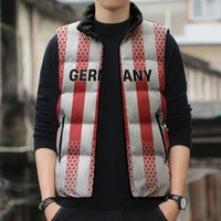 Custom German European Football Champions Sleeveless Puffer Jacket Rot Weiss Geometric Stripes