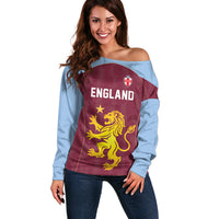 Custom England European Football Champions Off Shoulder Sweater The Villans Rampant Lion Pride