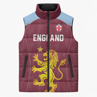 Custom England European Football Champions Sleeveless Puffer Jacket The Villans Rampant Lion Pride
