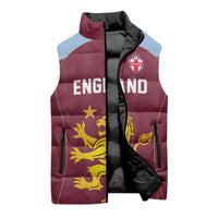 Custom England European Football Champions Sleeveless Puffer Jacket The Villans Rampant Lion Pride