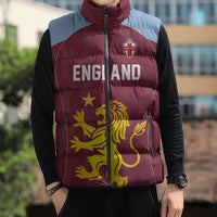 Custom England European Football Champions Sleeveless Puffer Jacket The Villans Rampant Lion Pride