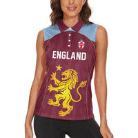 Custom England European Football Champions Women Sleeveless Polo Shirt The Villans Rampant Lion Pride
