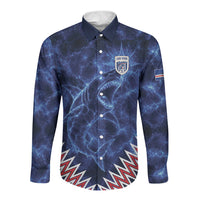 Custom World Football 2026 Cabo Verde Long Sleeve Button Shirt Go Blue Sharks Glory