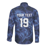Custom World Football 2026 Cabo Verde Long Sleeve Button Shirt Go Blue Sharks Glory