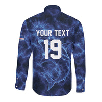 Custom World Football 2026 Cabo Verde Long Sleeve Button Shirt Go Blue Sharks Glory