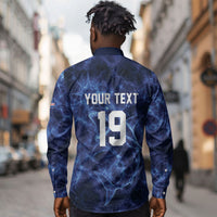 Custom World Football 2026 Cabo Verde Long Sleeve Button Shirt Go Blue Sharks Glory