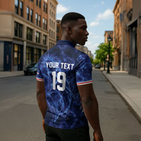 Custom World Football 2026 Cabo Verde Zipper Polo Shirt Go Blue Sharks Glory