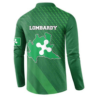 Italy Lombardy Button Sweatshirt Map With Flag Style - Wonder Print Shop